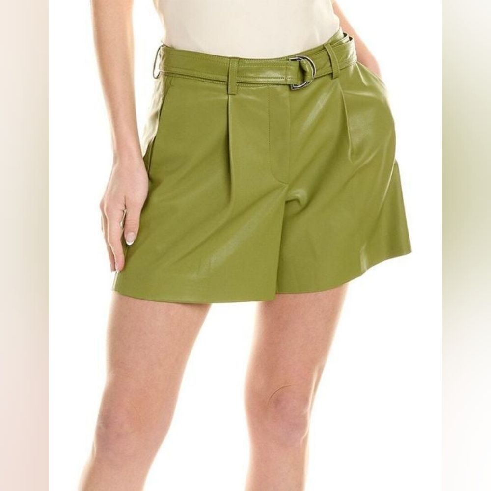 Rebecca Taylor Green Leather Shorts Size 8 *Missing Belt*